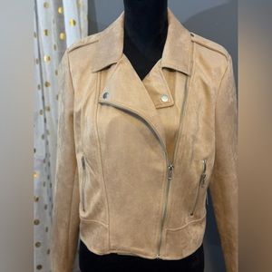 NEW BB Dakota Steve Madden faux suede moto jacket Large tan beige camel brown